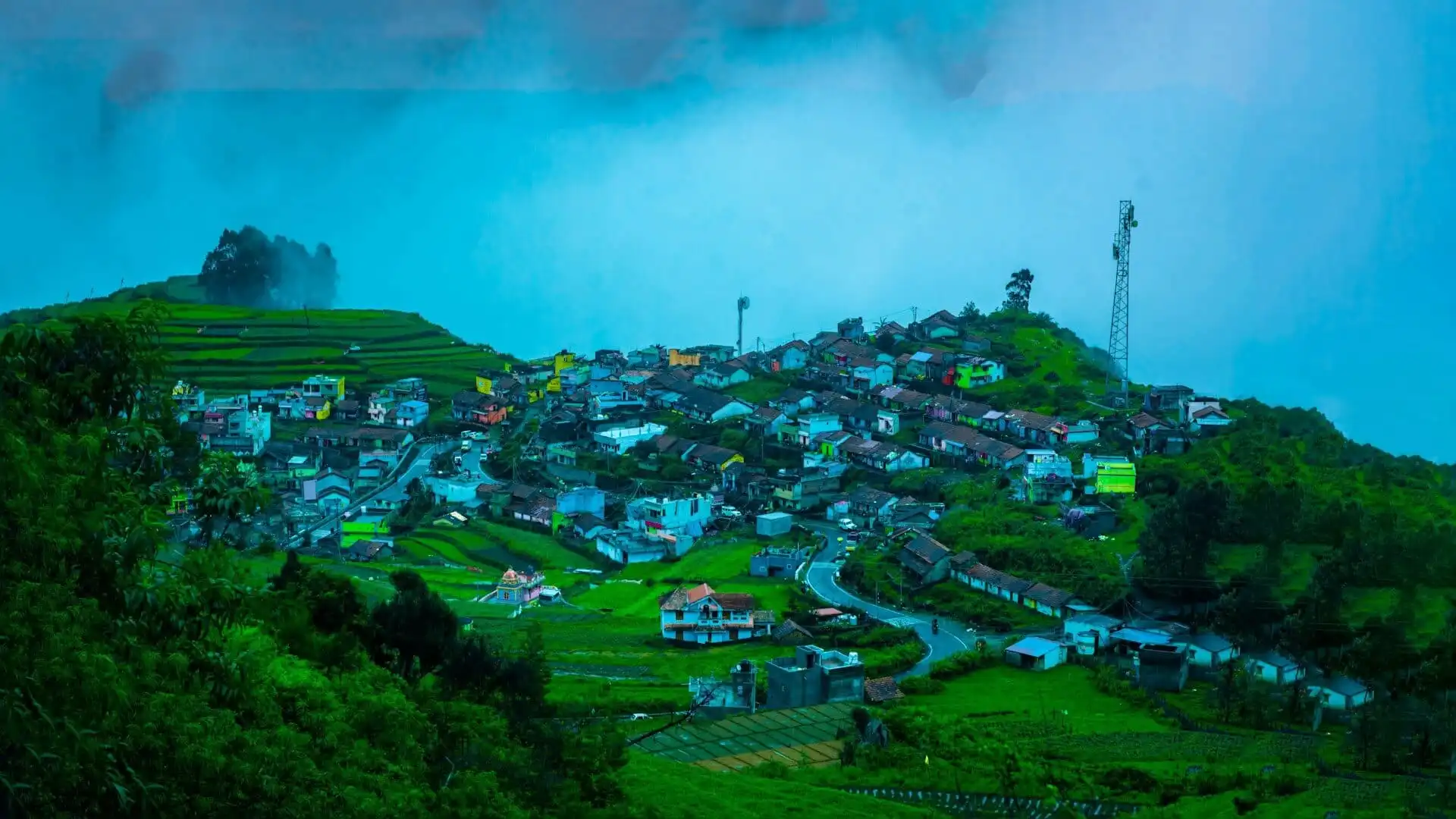 Panoramic view of Kodaikanal